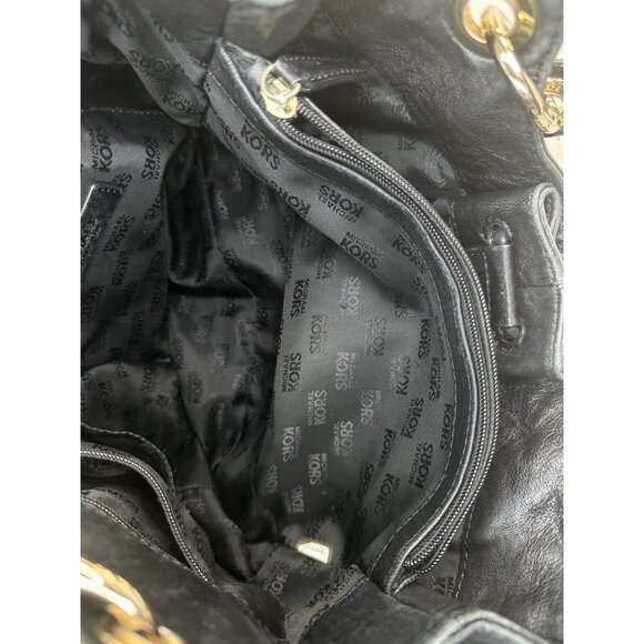 Michael Kors Braided Grommet Black Leather Shoulder Large Handbag - Picture 8 of 8